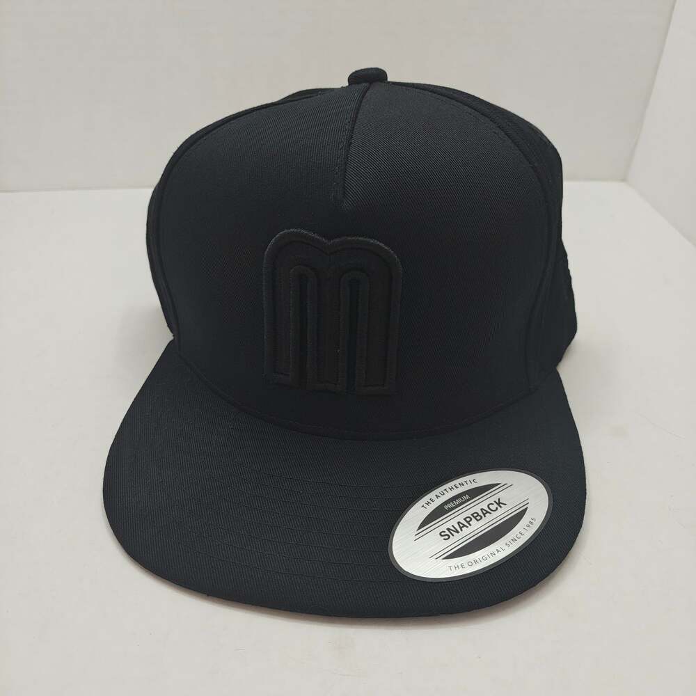 The Authentic Premium Snapback Cap Black on Black Mexico M Hat Adjustable